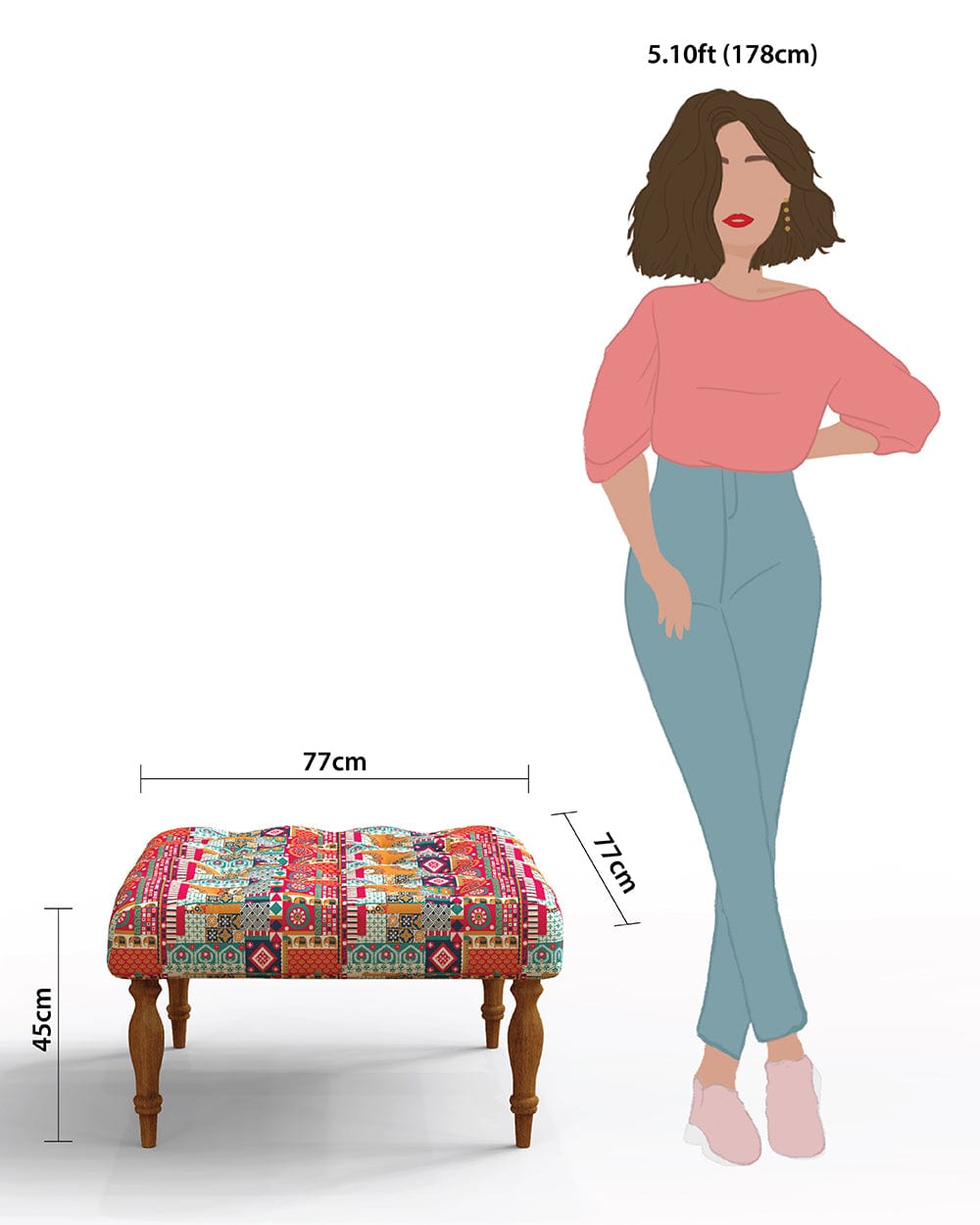 Chumbak English Ottoman - Floral Swirls