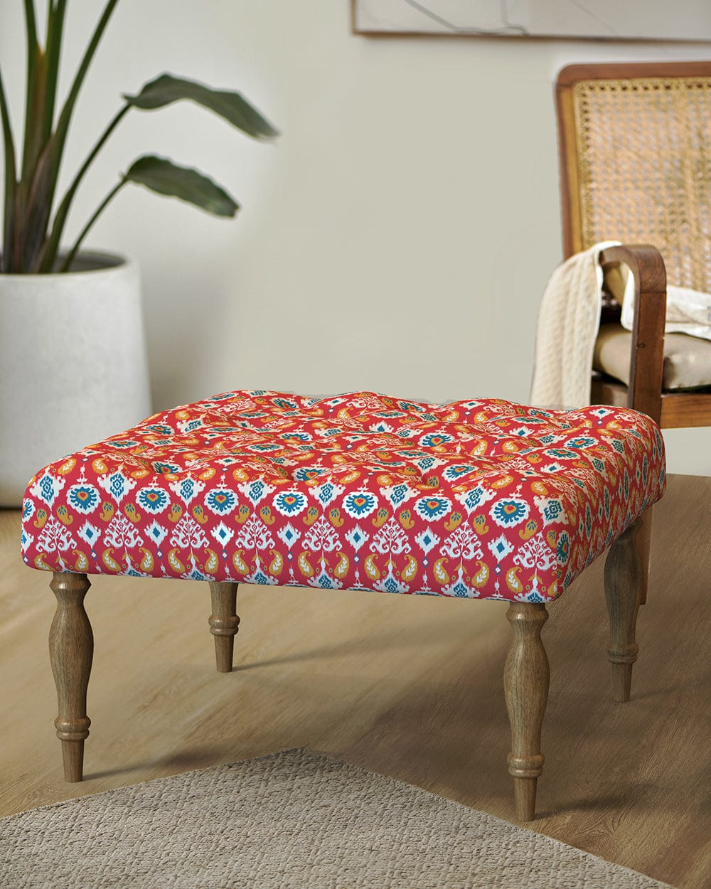 Chumbak English Ottoman - Red Ikkat