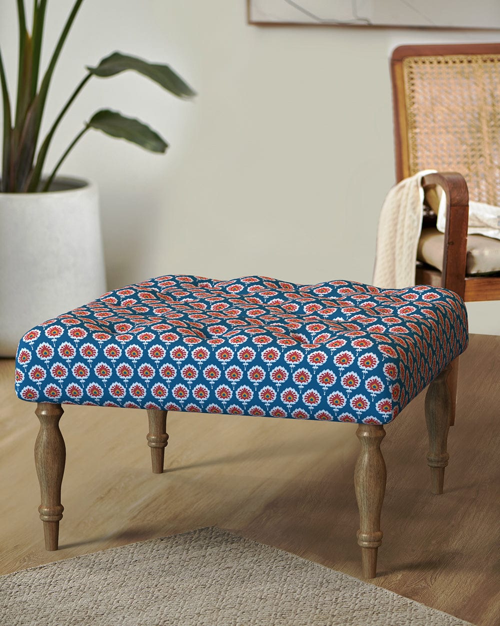 Chumbak English Ottoman - Blue Ikkat