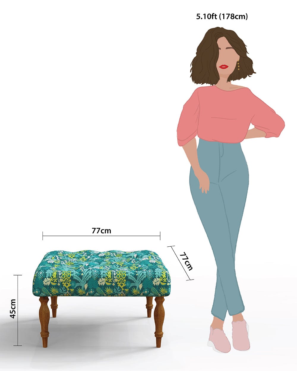 Chumbak English Ottoman - Tropical Ikkat