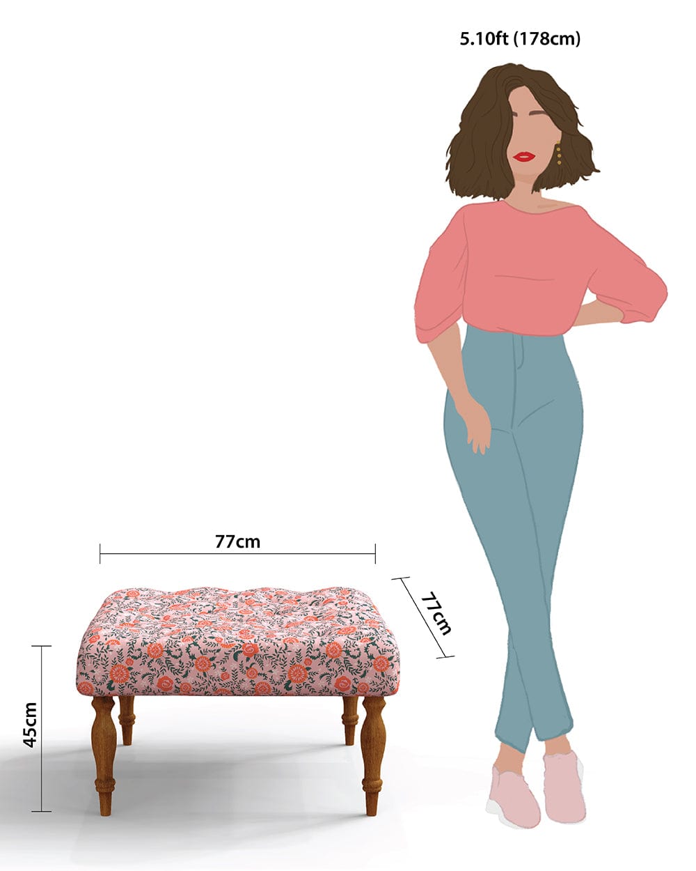 Chumbak English Ottoman - Earthy Florals