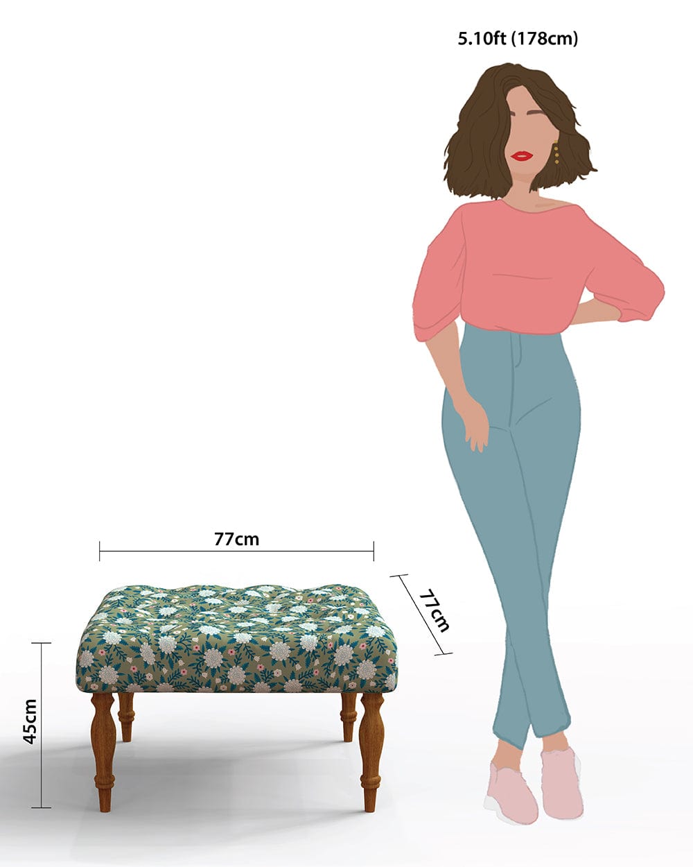 Chumbak English Ottoman - Spring Marigold