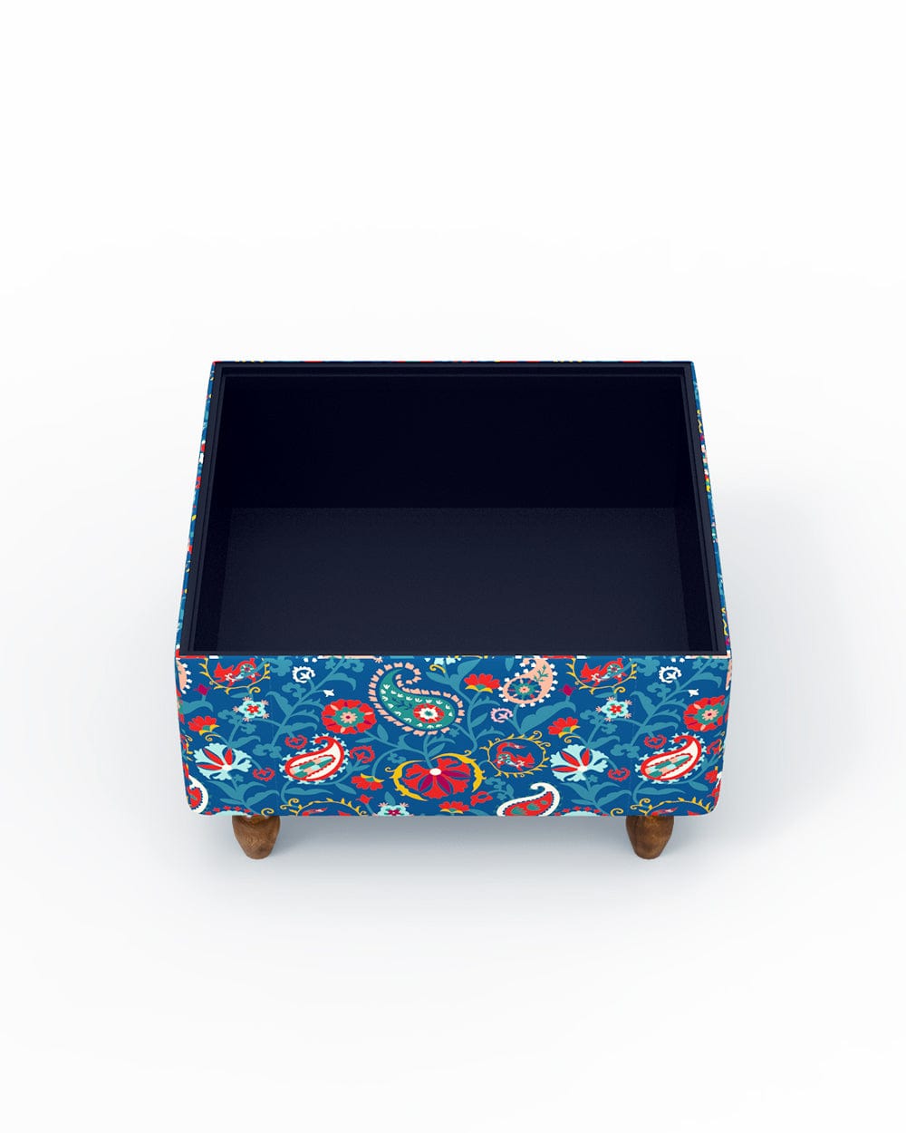 Chumbak Modern Trunk Storage Ottoman - India Paisleys Blue