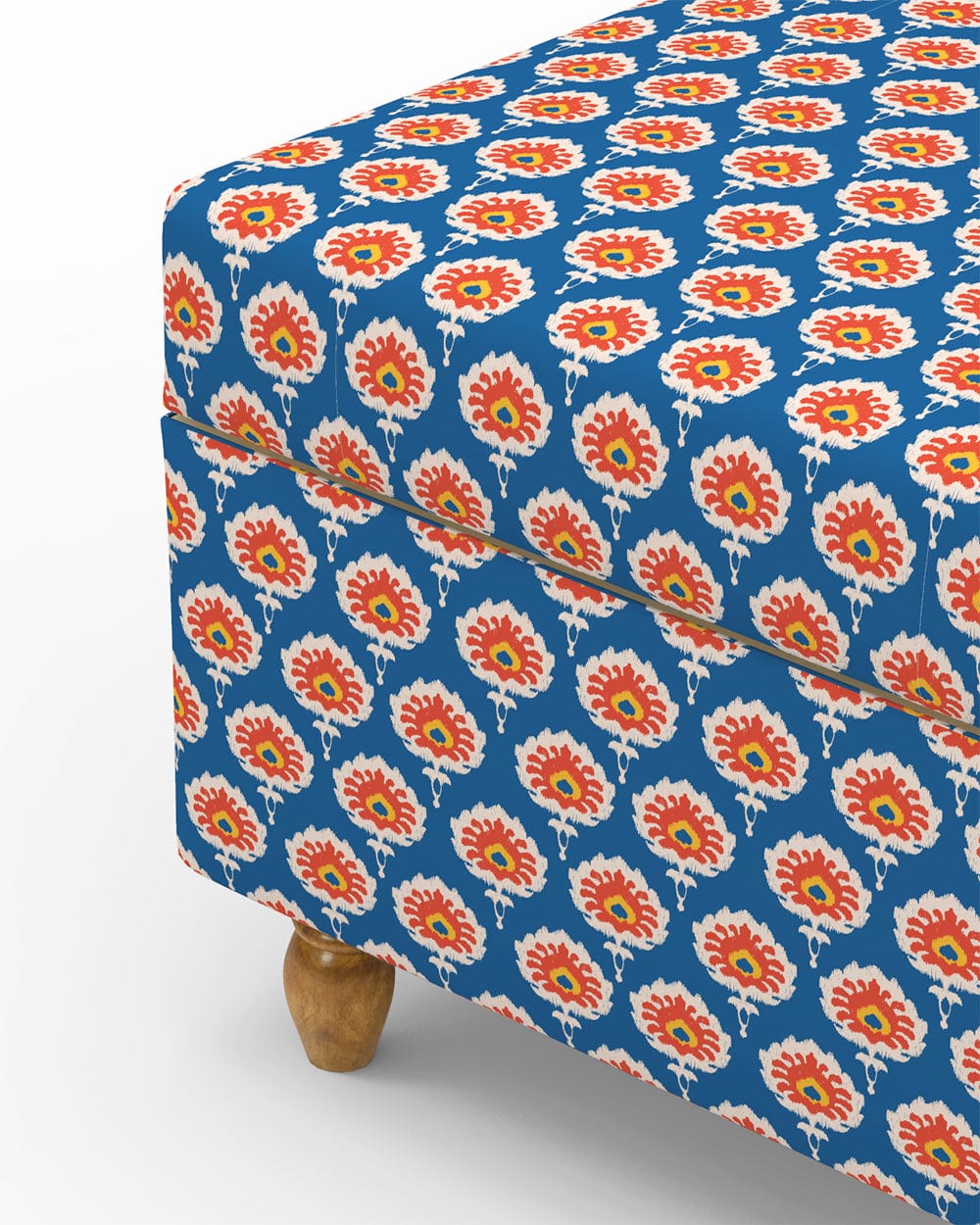 Chumbak Modern Trunk Storage Ottoman - Blue Ikkat