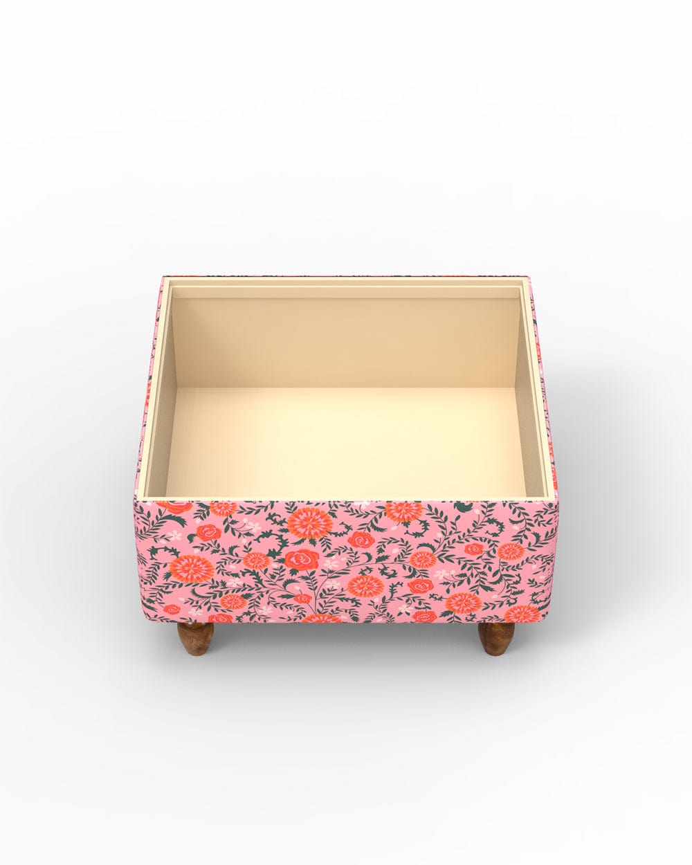 Chumbak Modern Trunk Storage Ottoman - Earthy Florals Peach