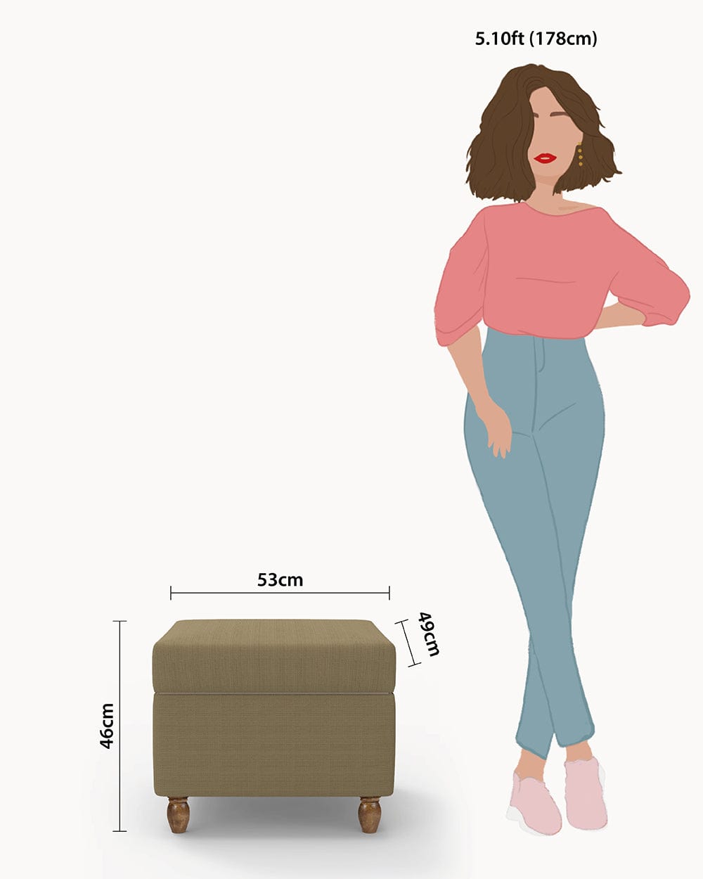 Chumbak Modern Trunk Storage Ottoman - Beach Beige