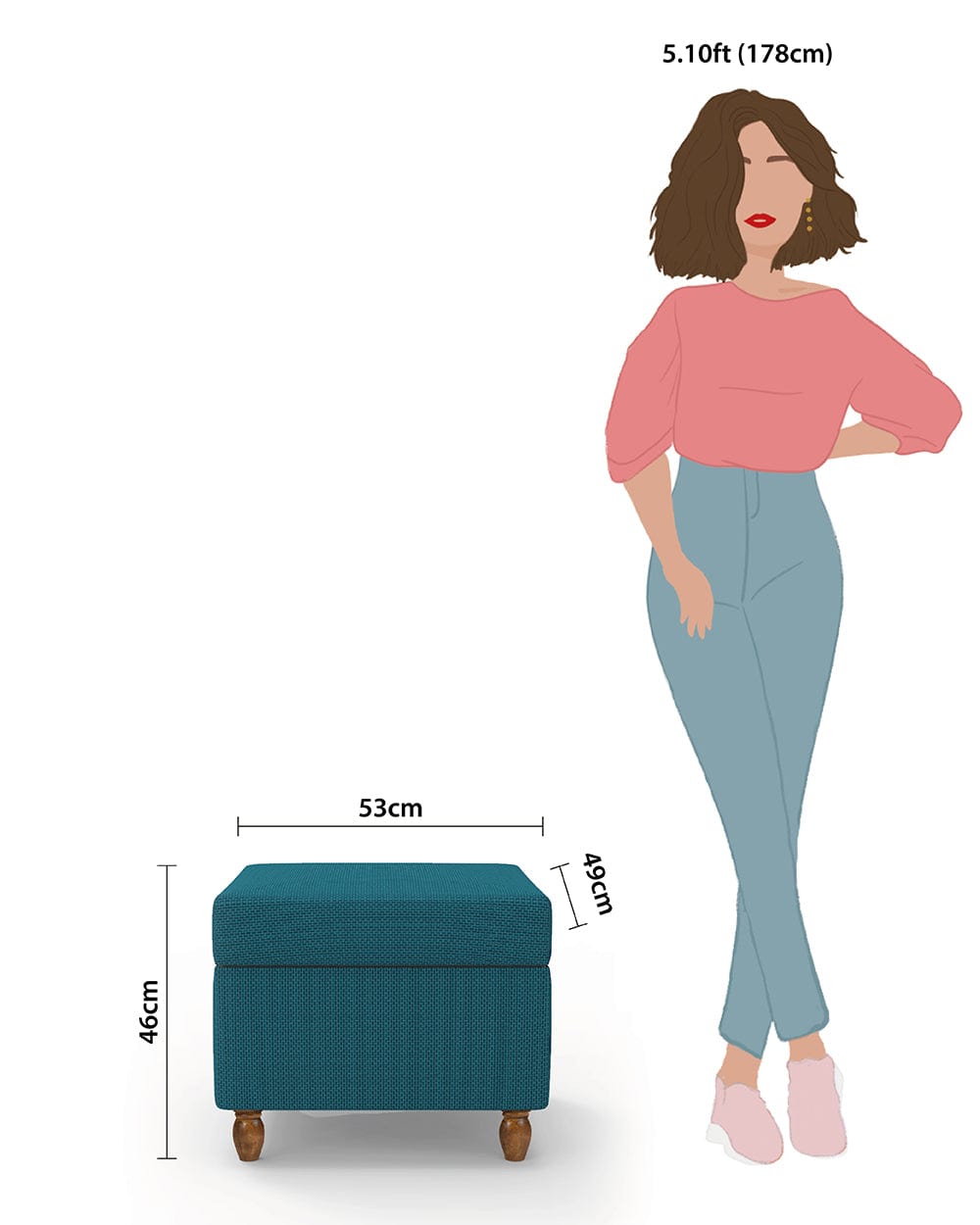 Chumbak Modern Trunk Storage Ottoman - Mediterranian Blue