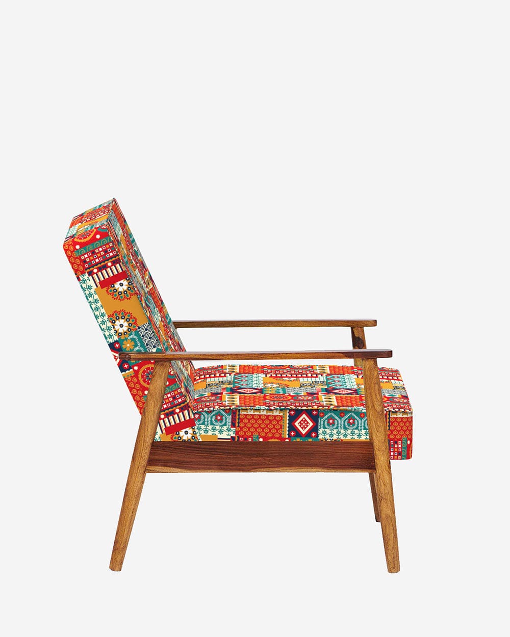 Chumbak Memsaab Arm Chair - Floral Swirls Red