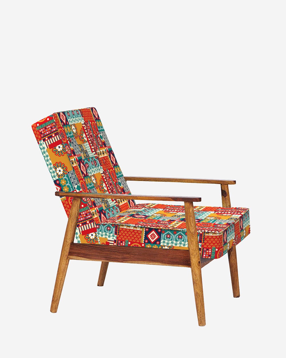 Chumbak Memsaab Arm Chair - Floral Swirls Red