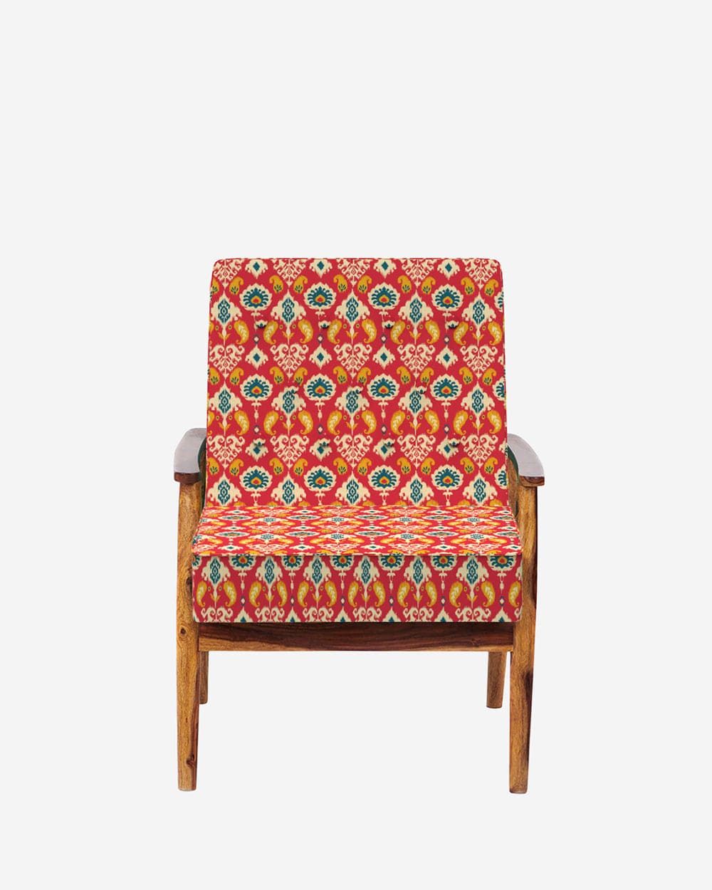 Chumbak Memsaab Arm Chair - Red Ikkat