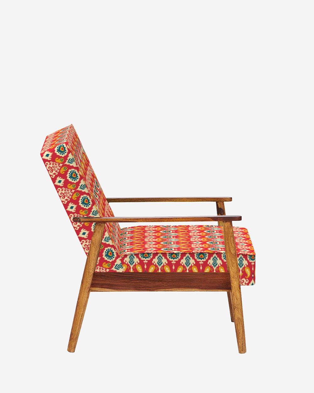 Chumbak Memsaab Arm Chair - Red Ikkat