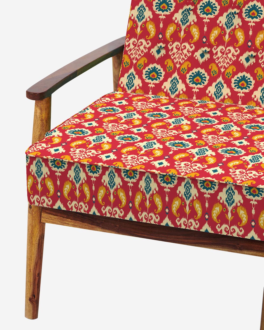 Chumbak Memsaab Arm Chair - Red Ikkat