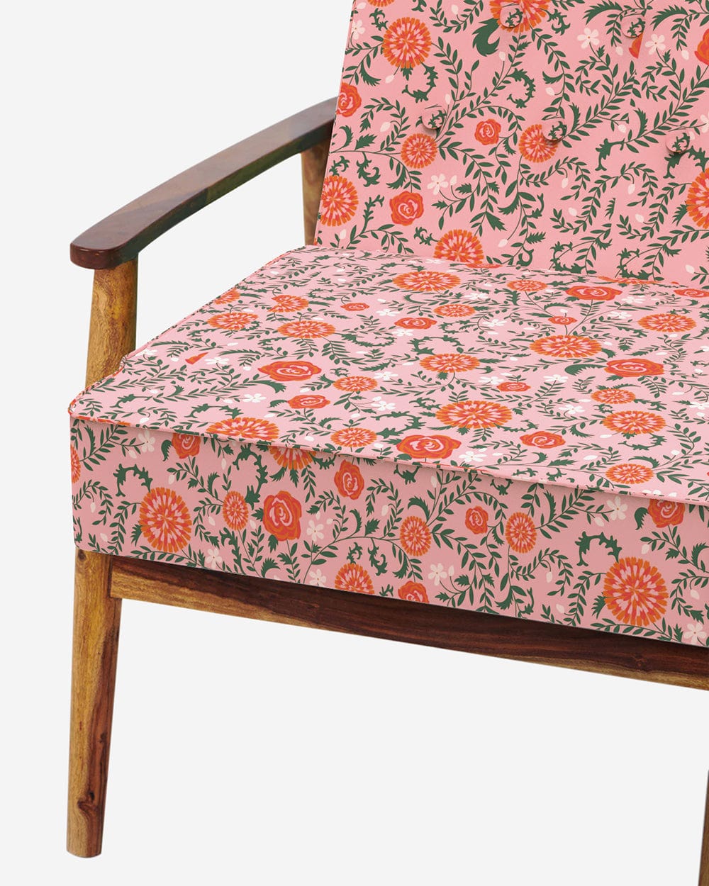 Chumbak Memsaab Arm Chair - Earthy Florals Peach