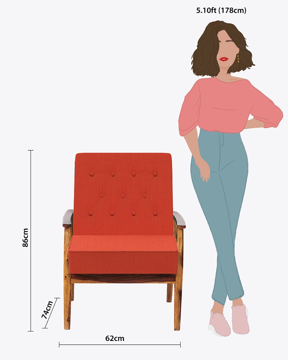 Chumbak Memsaab Arm Chair - Carribean Coral