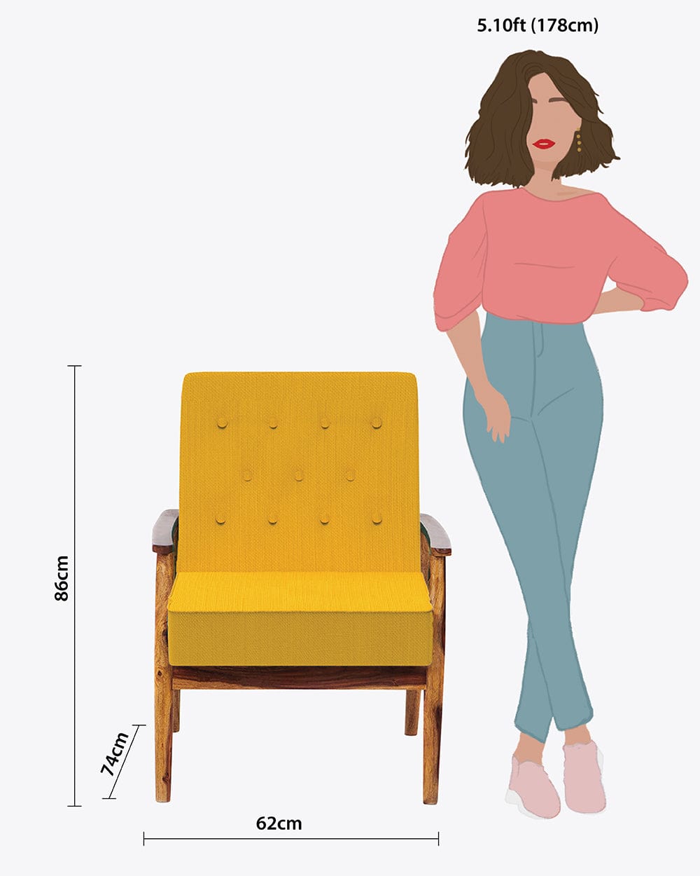 Chumbak Memsaab Arm Chair - Sahara Mustard