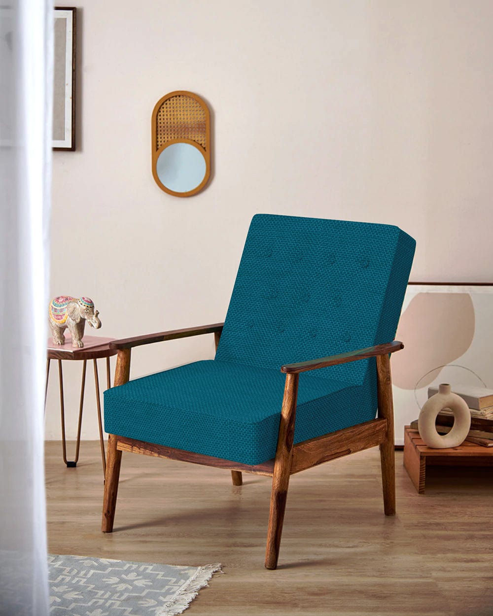 Chumbak Memsaab Arm Chair - Mediterranian Blue