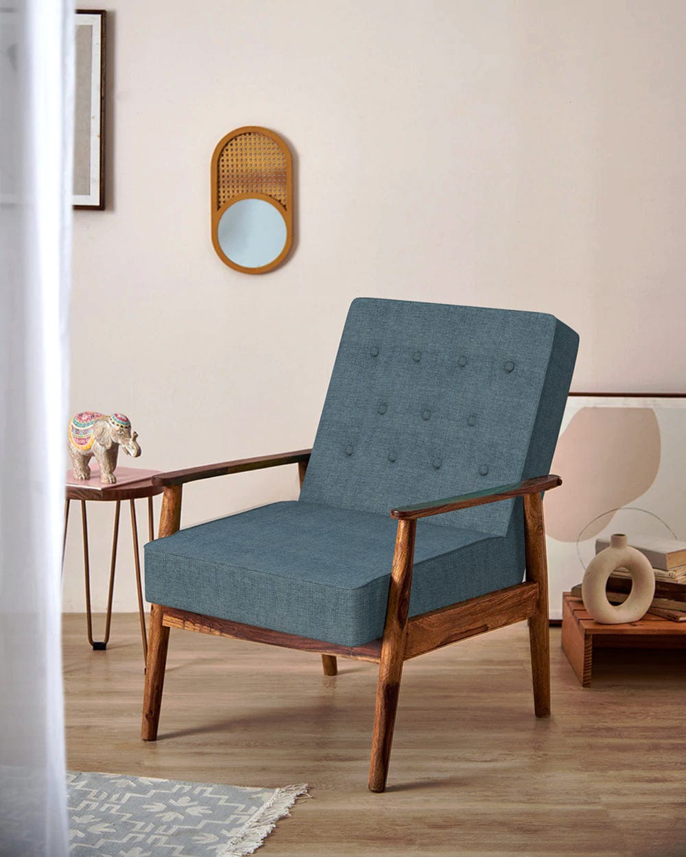 Chumbak Memsaab Arm Chair - Sailor Blue
