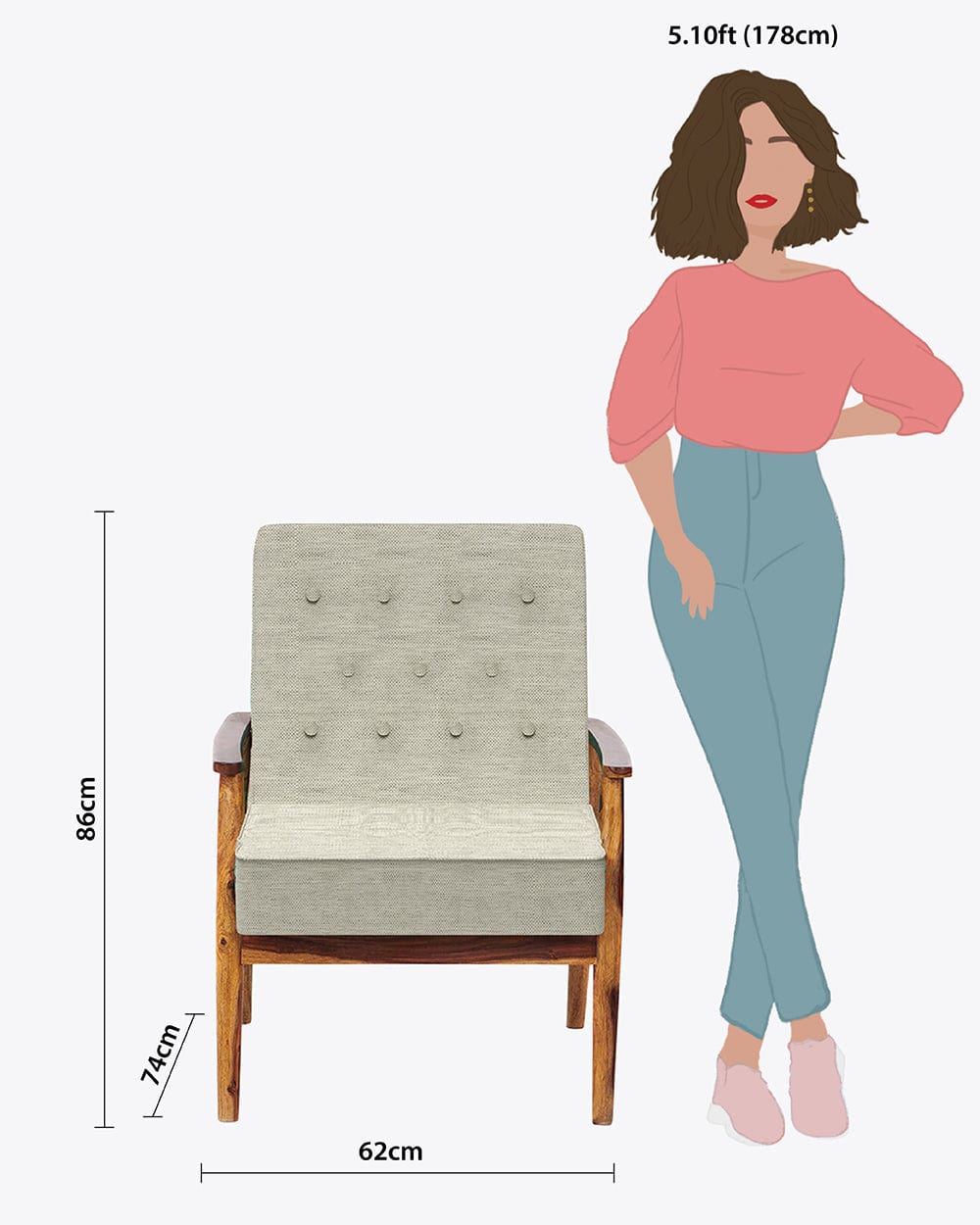 Chumbak Memsaab Arm Chair - Srilanka Ivory