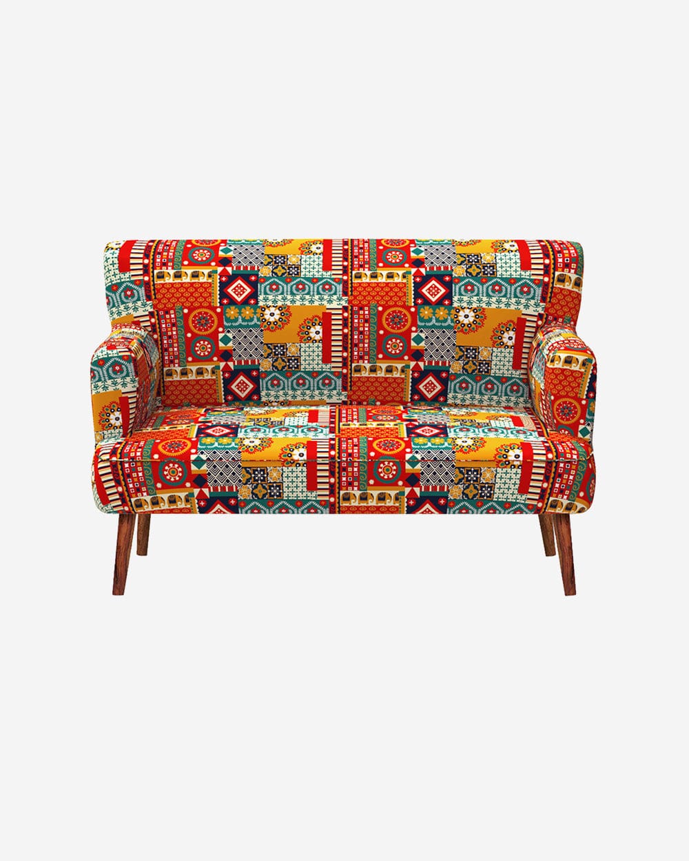 Chumbak Jodhpur Love Seat - Floral Swirls Red
