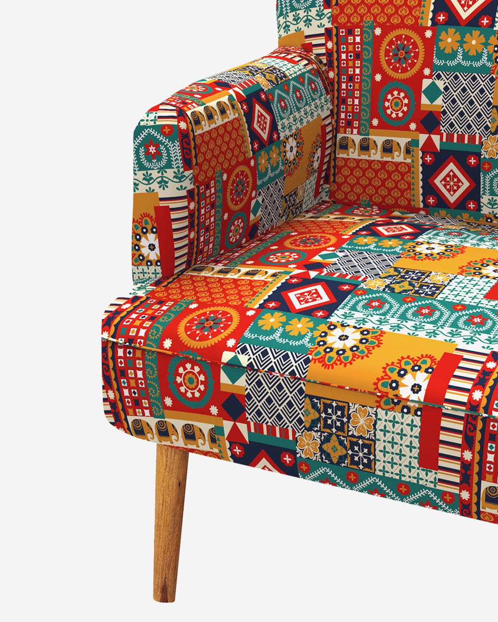 Chumbak Jodhpur Love Seat - Floral Swirls Red