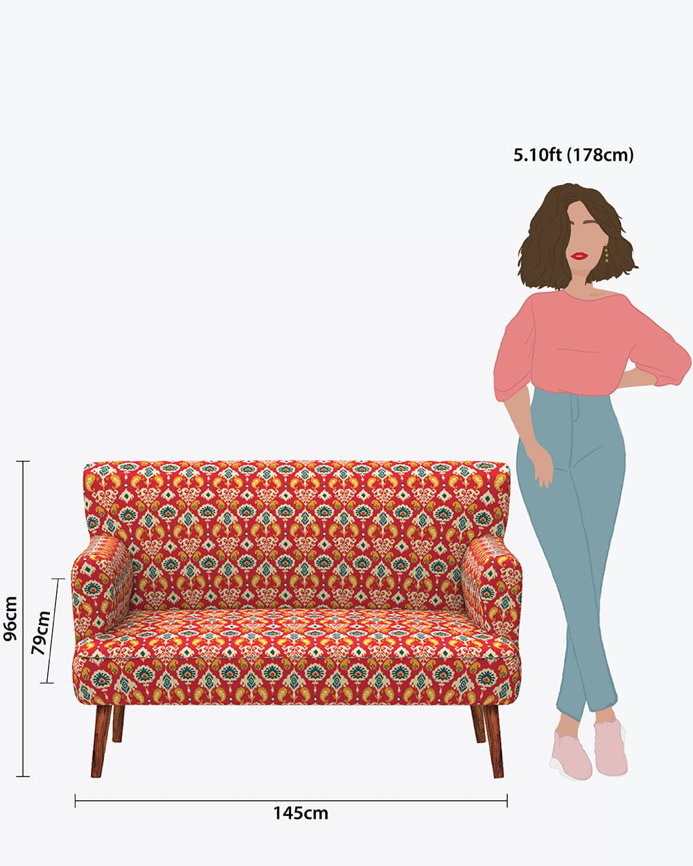 Chumbak Jodhpur Love Seat - Red Ikkat