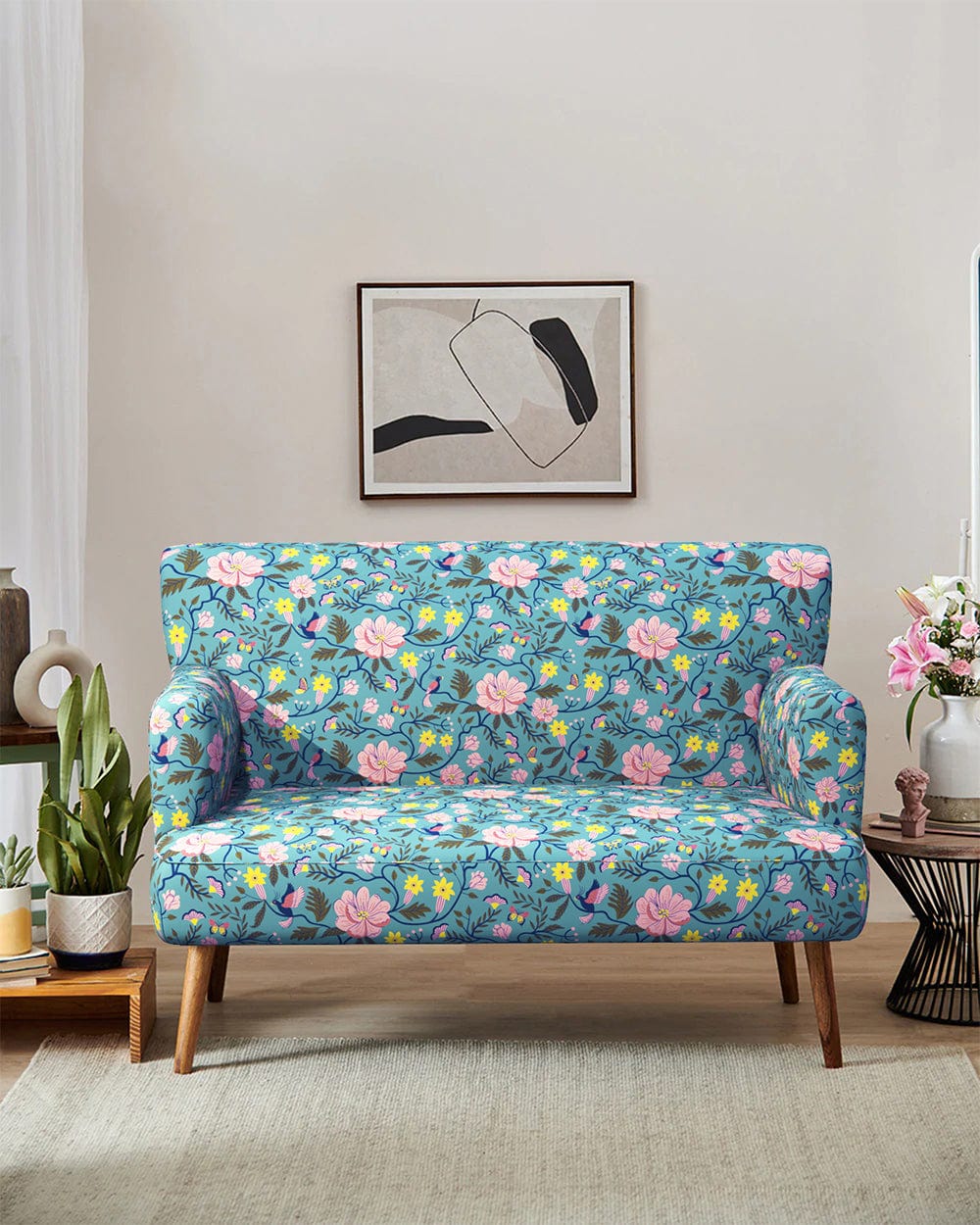 Chumbak Jodhpur Love Seat - Spring Bloom Teal