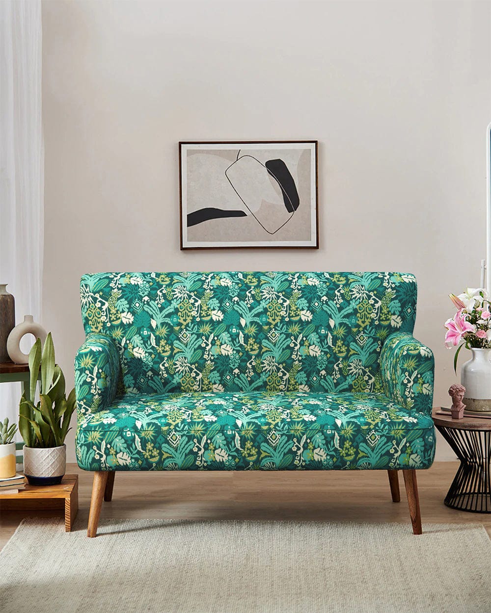 Chumbak Jodhpur Love Seat - Tropical Ikkat Green