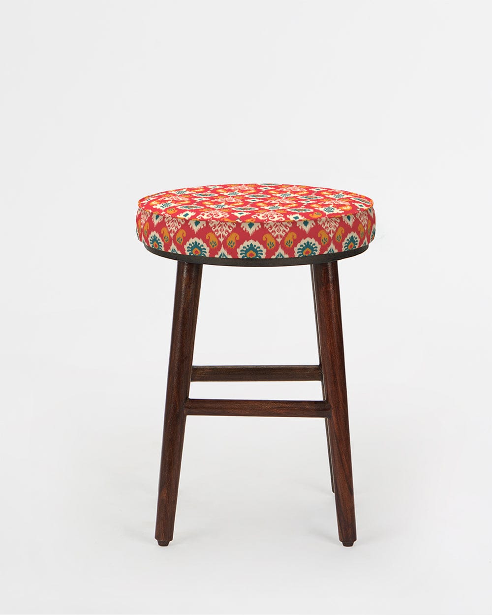 Chumbak English Cafe Stool - Red Ikkat