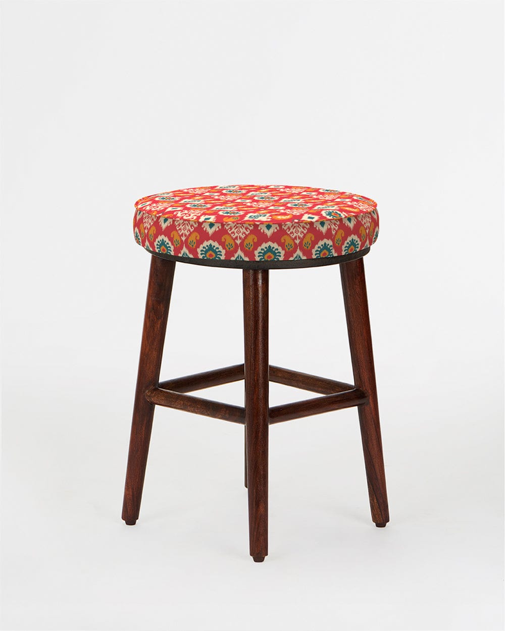 Chumbak English Cafe Stool - Red Ikkat