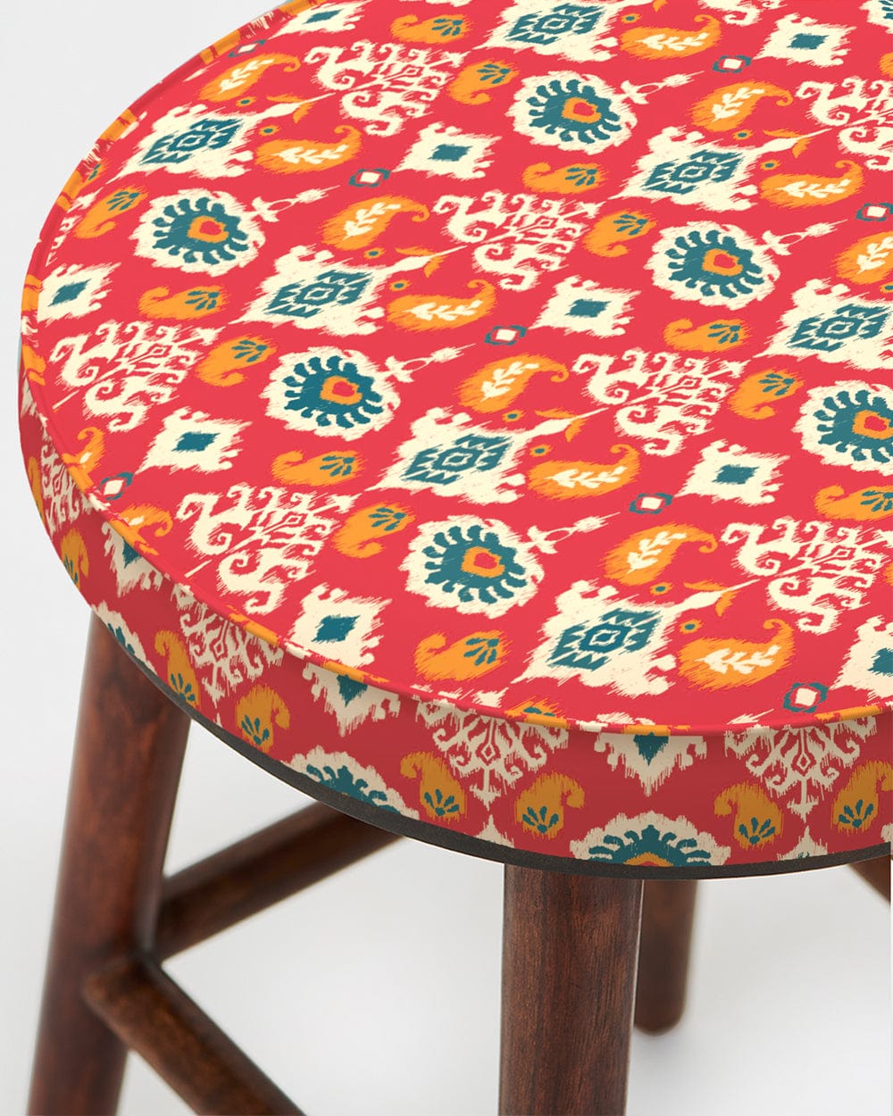 Chumbak English Cafe Stool - Red Ikkat