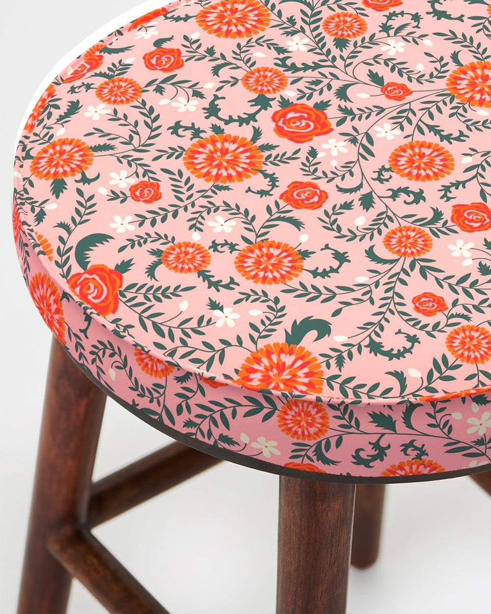 Chumbak English Cafe Stool - Earthy Florals Peach
