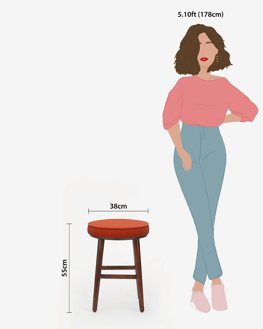 Chumbak English Cafe Stool - Carribean Coral