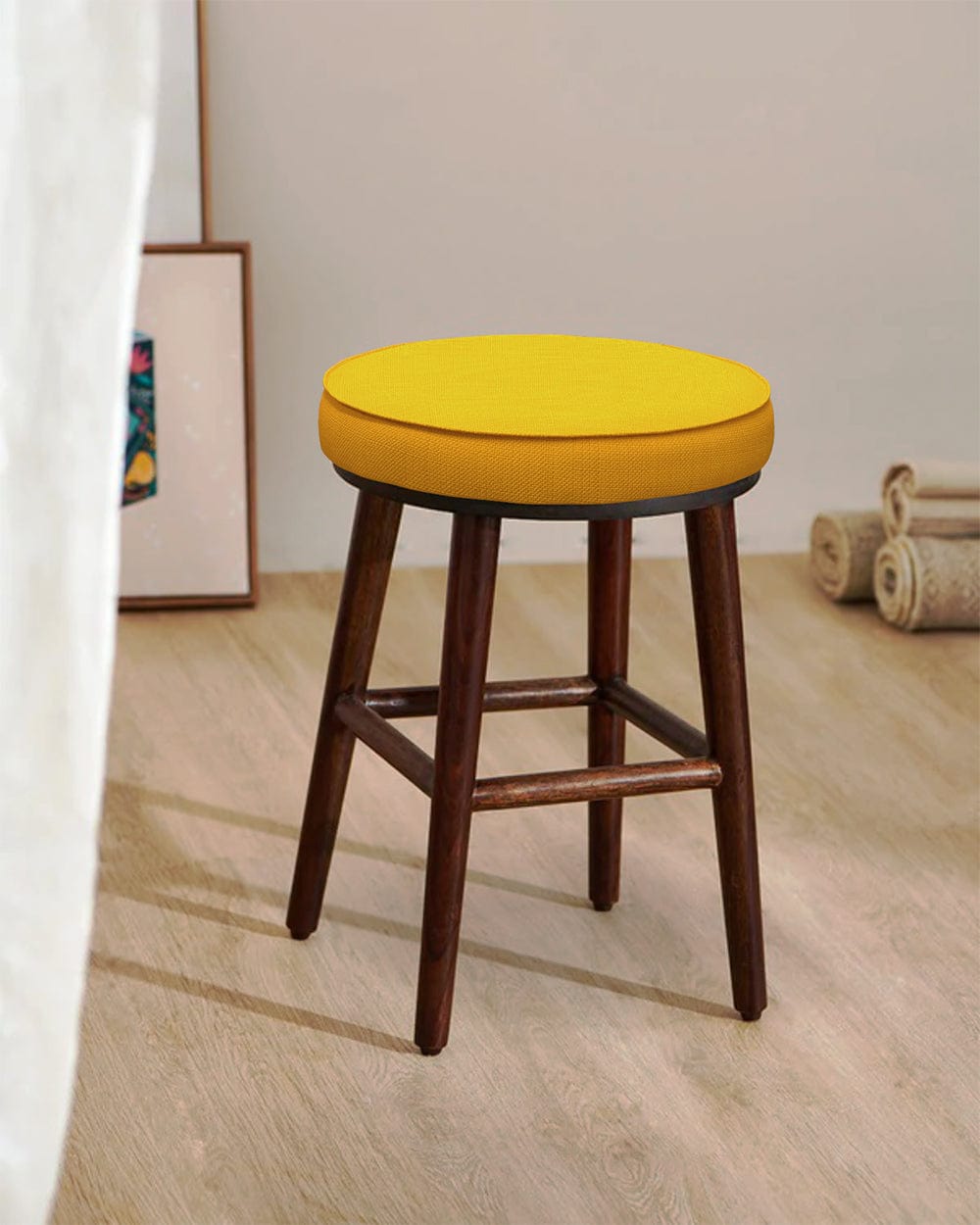 Chumbak English Cafe Stool - Sahara Mustard