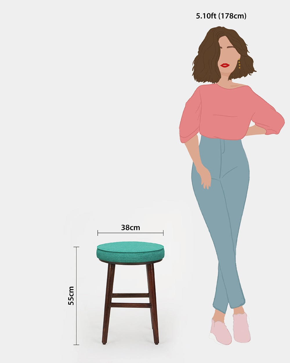 Chumbak English Cafe Stool - Maldivian Teal