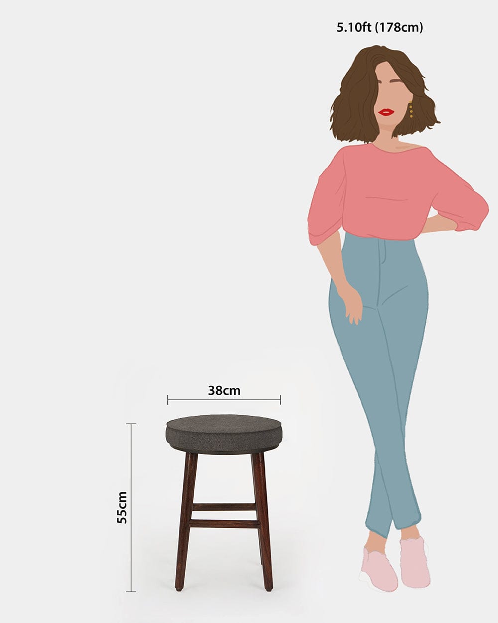 Chumbak English Cafe Stool - Brown Coal