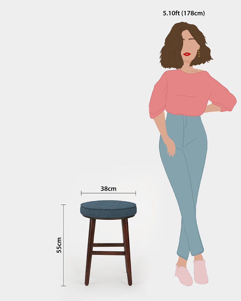 Chumbak English Cafe Stool - Sailor Blue