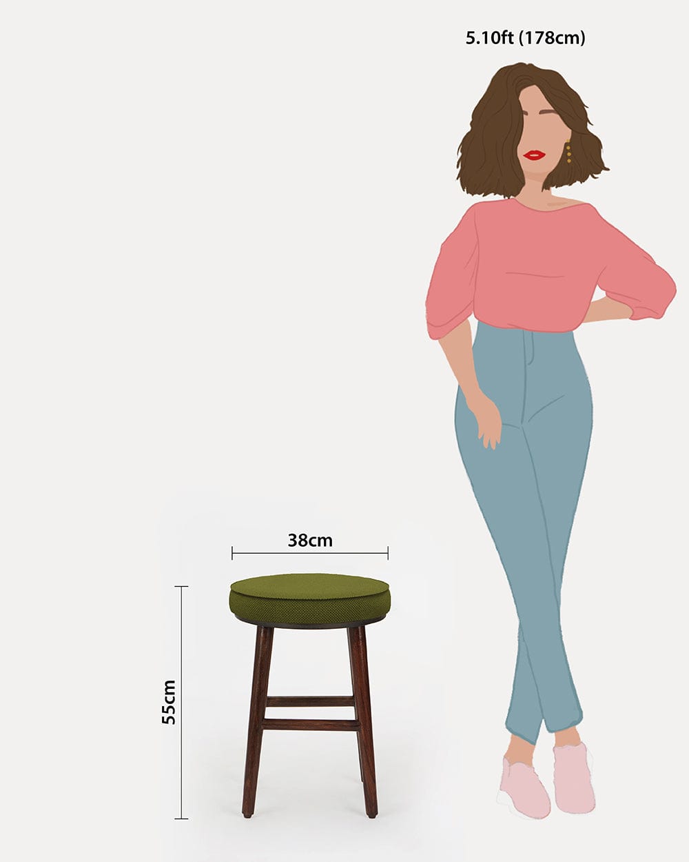 Chumbak English Cafe Stool - Savanna Green