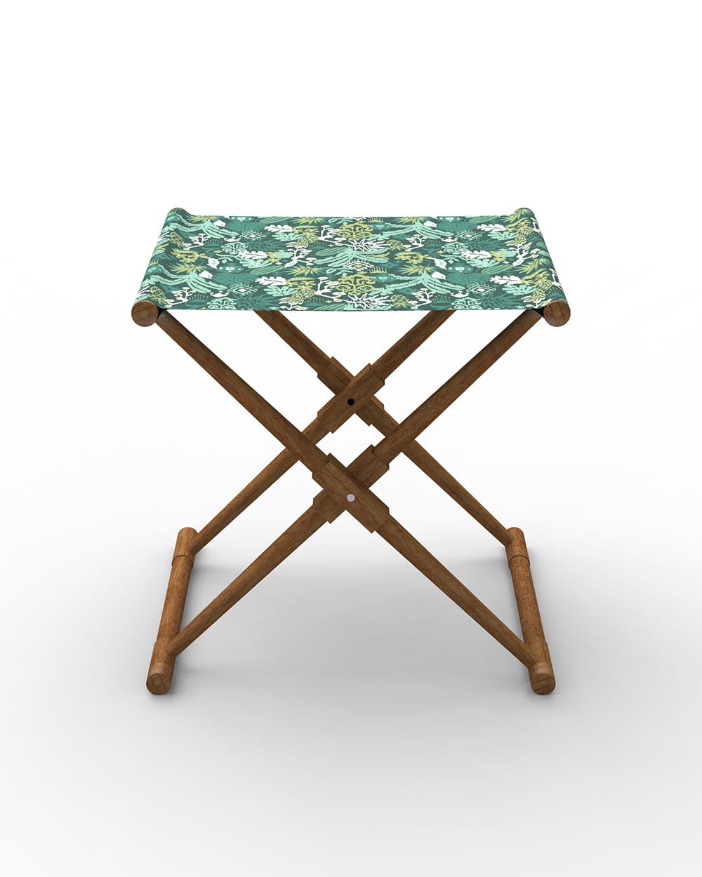 Chumbak Bistro Folding Bench - Tropical Ikkat Green