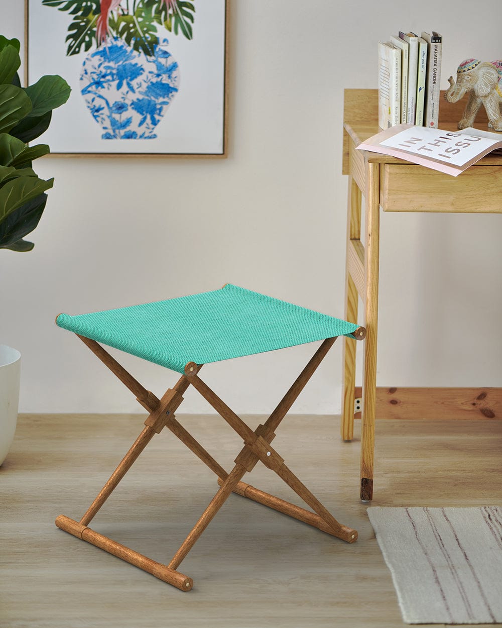 Chumbak Bistro Folding Bench - Maldivian Teal