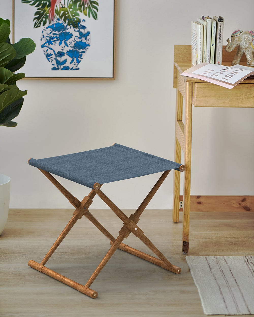 Chumbak Bistro Folding Bench - Sailor Blue