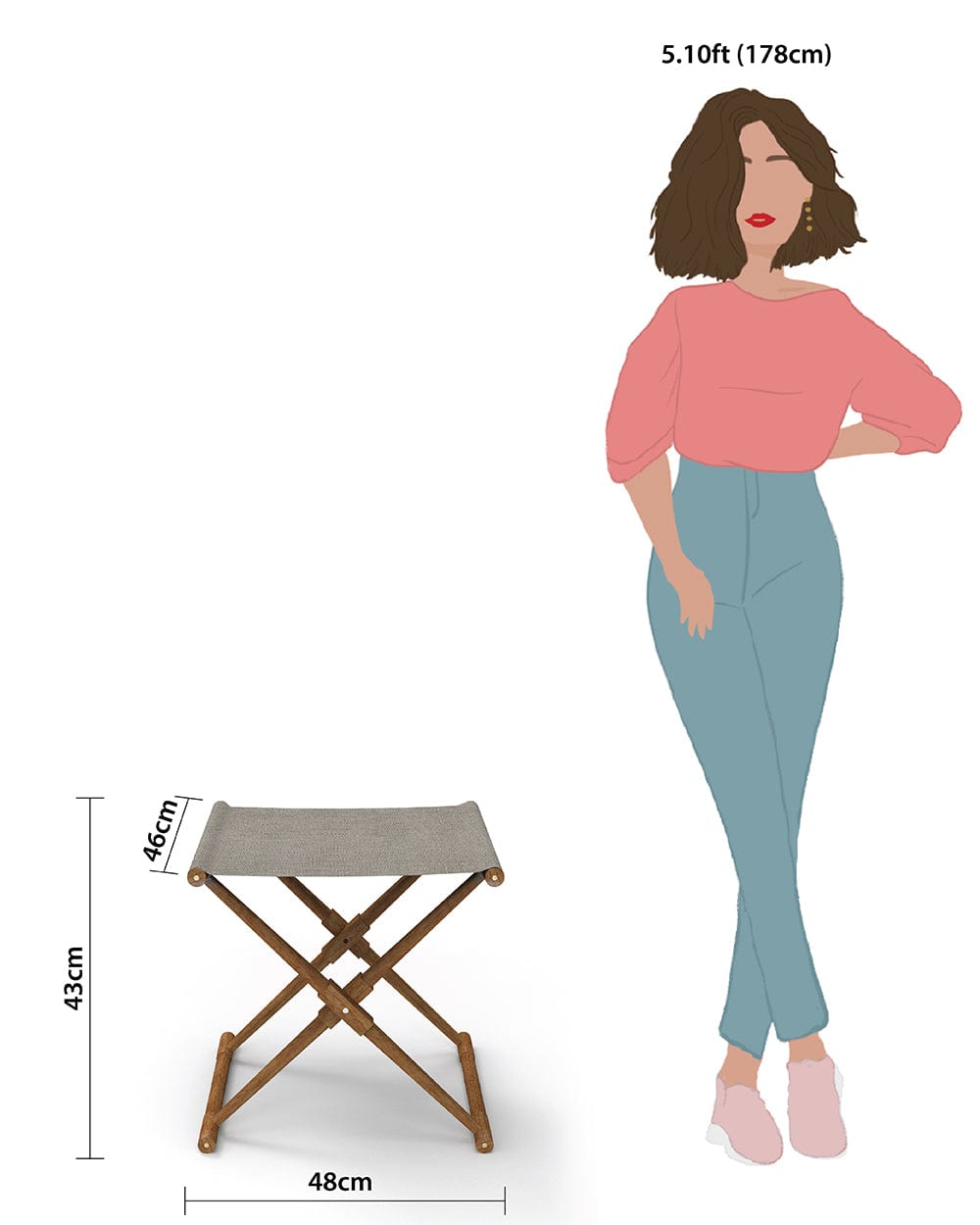 Chumbak Bistro Folding Bench - Bangalore Grey