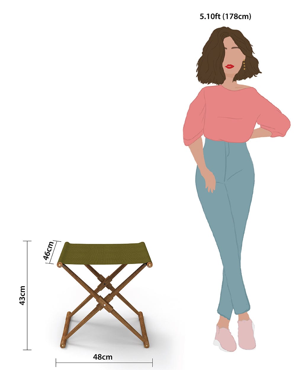 Chumbak Bistro Folding Bench - Savanna Green