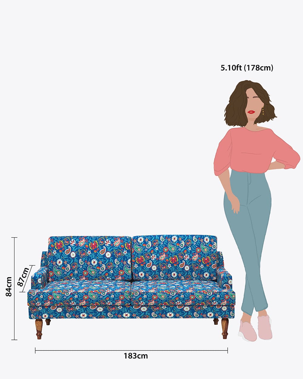 Chumbak Nawab Couch - India Paisleys Blue