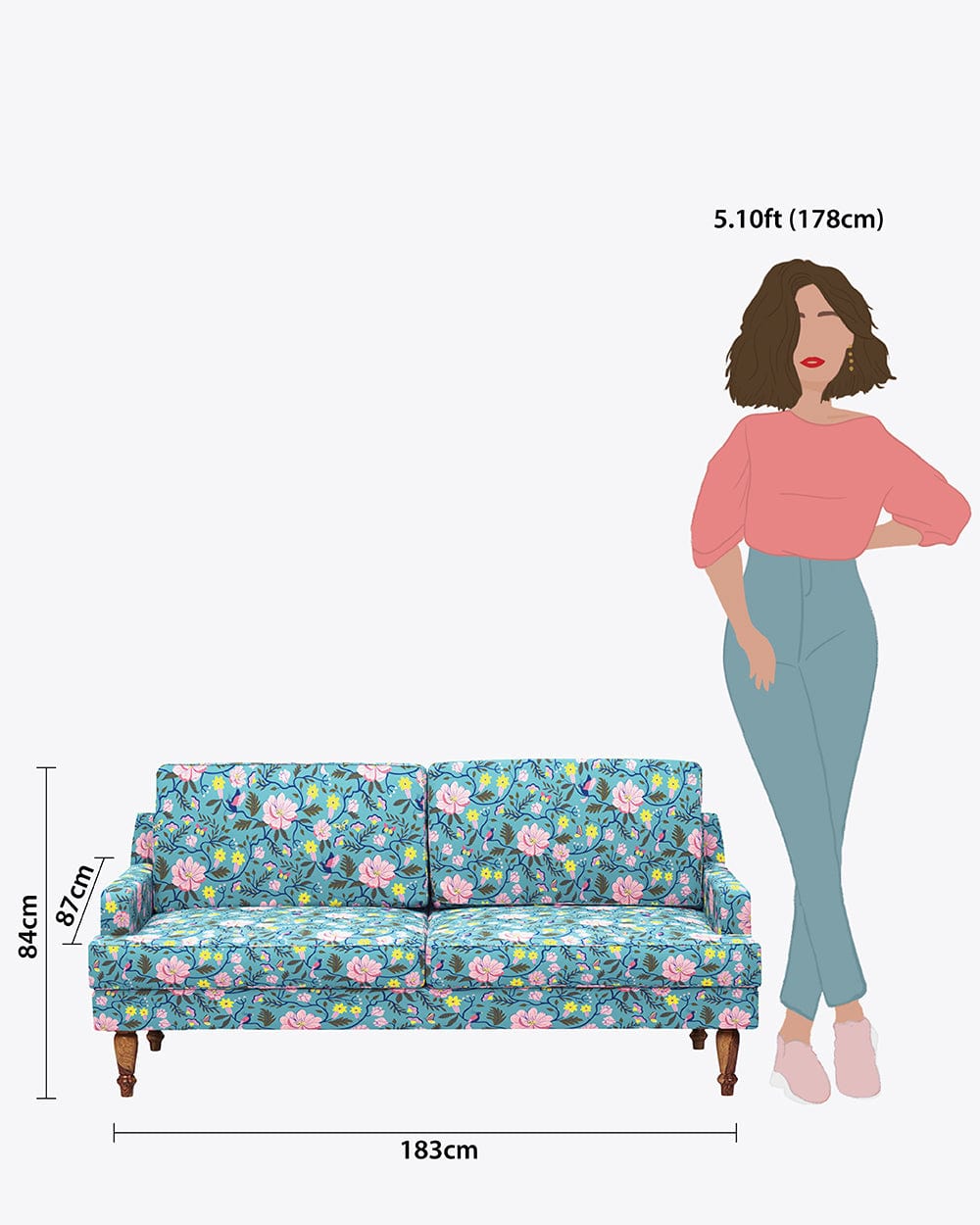 Chumbak Nawab Couch - Spring Bloom Teal