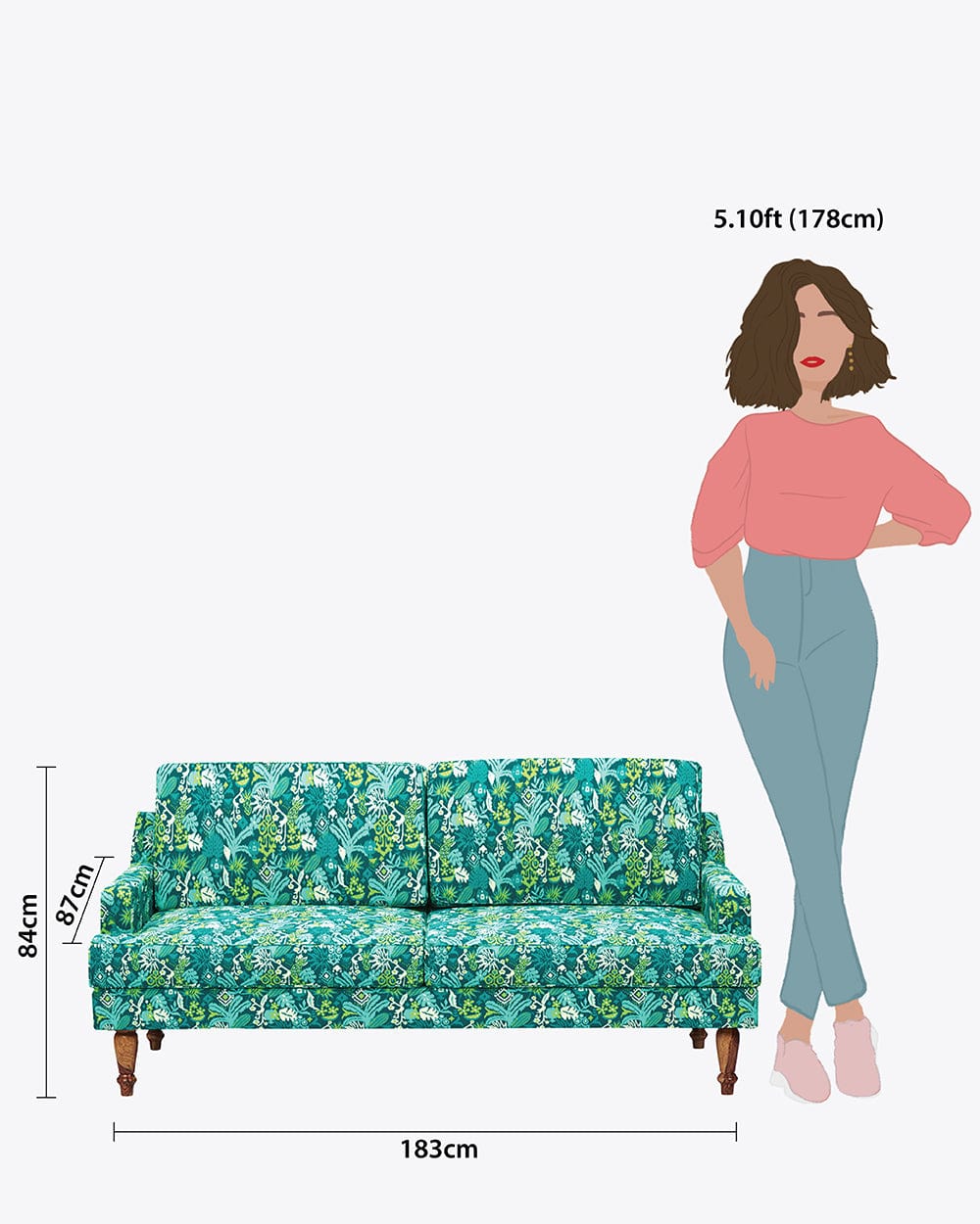 Chumbak Nawab Couch - Tropical Ikkat Green