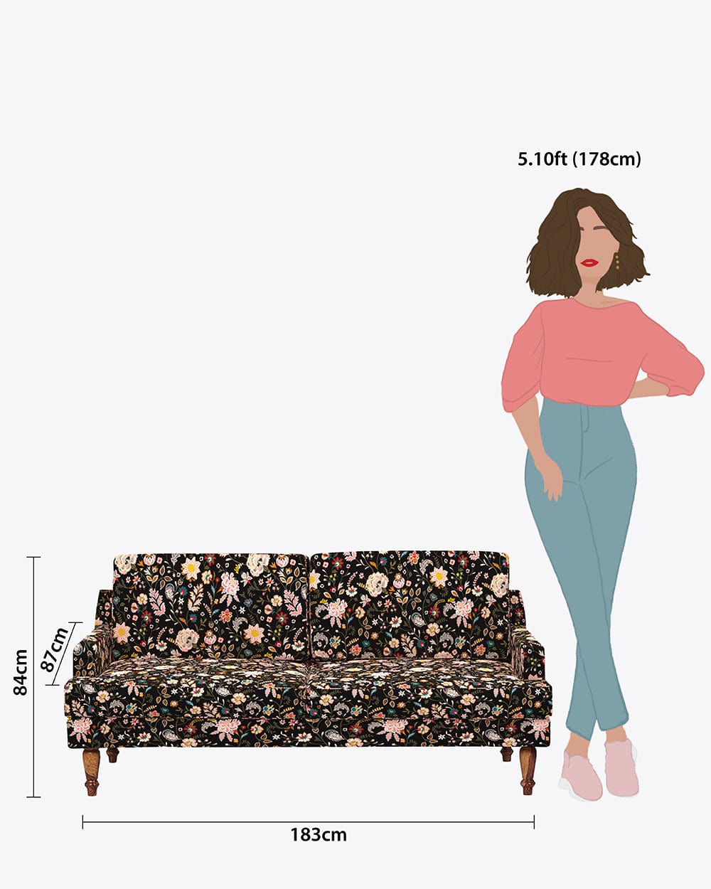 Chumbak Nawab Couch - Bohemian Paisleys Black