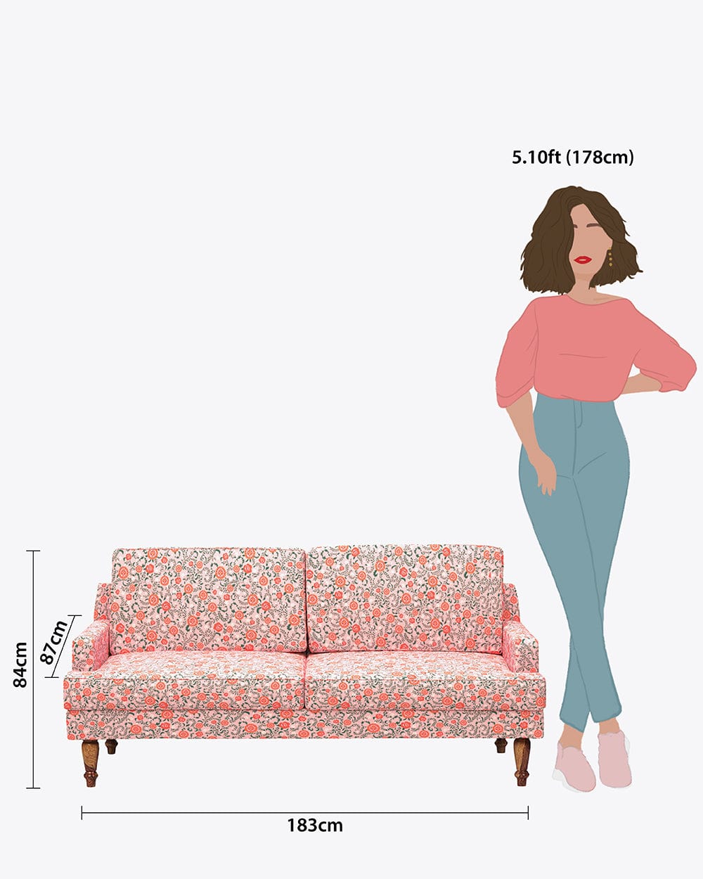 Chumbak Nawab Couch - Earthy Florals Peach