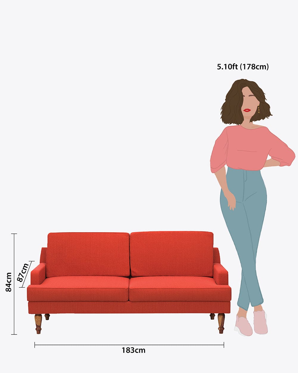 Chumbak Nawab Couch - Carribean Coral