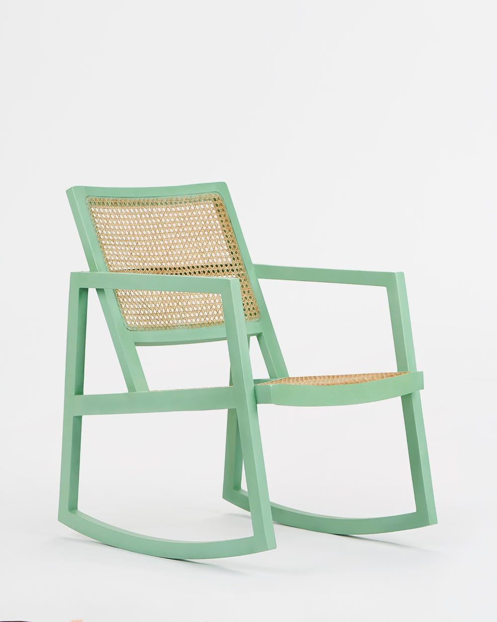 Chumbak French Rattan Rocking Chair-Teal