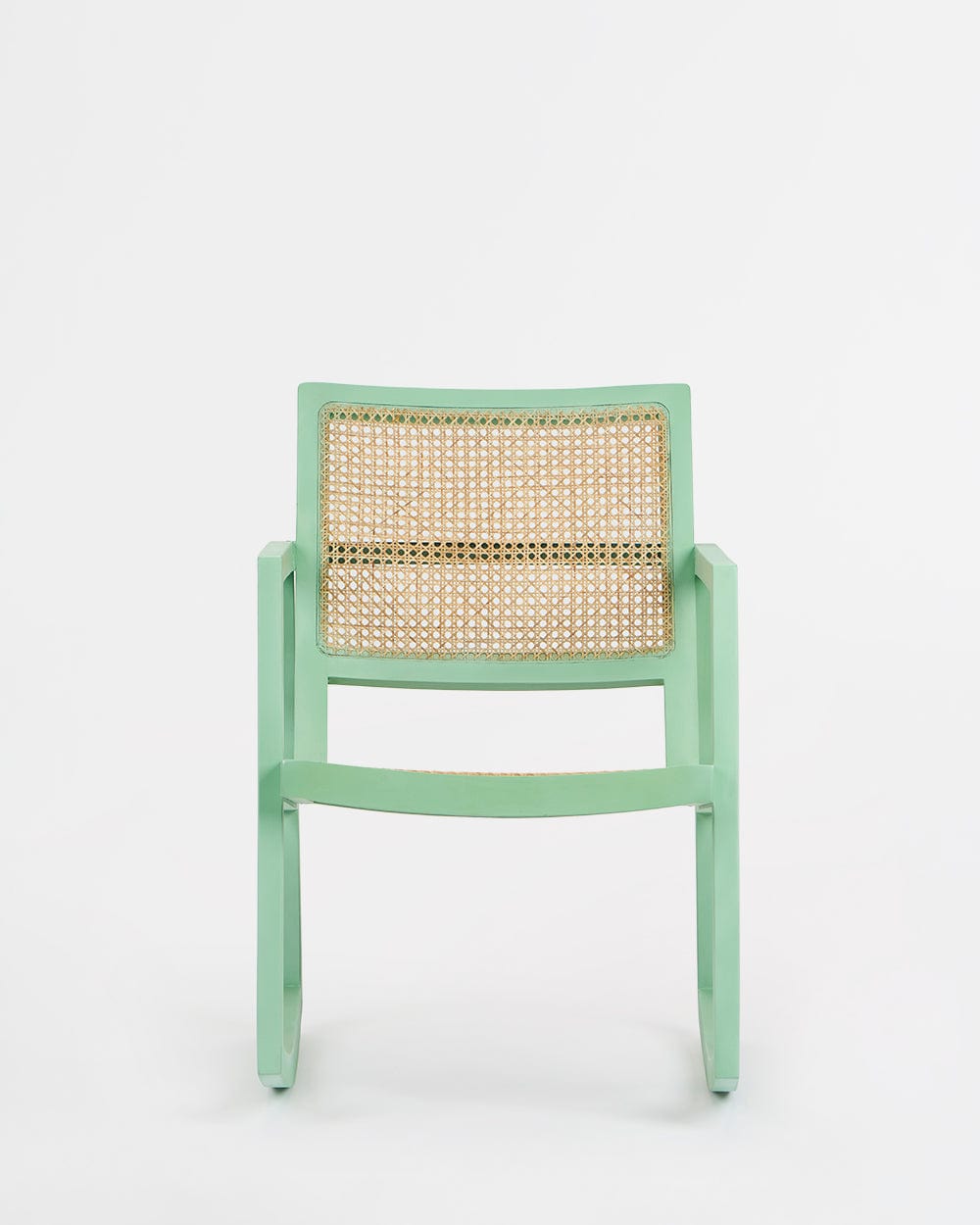 Chumbak French Rattan Rocking Chair-Teal